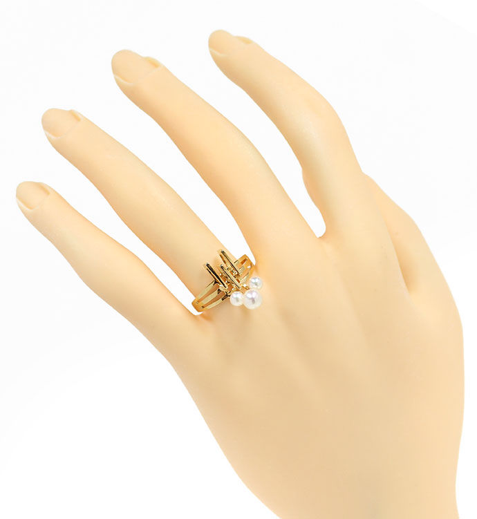 Foto 4 - Ausgefallener Designer-Zuchtperlen Ring in 14K Gelbgold, R8489