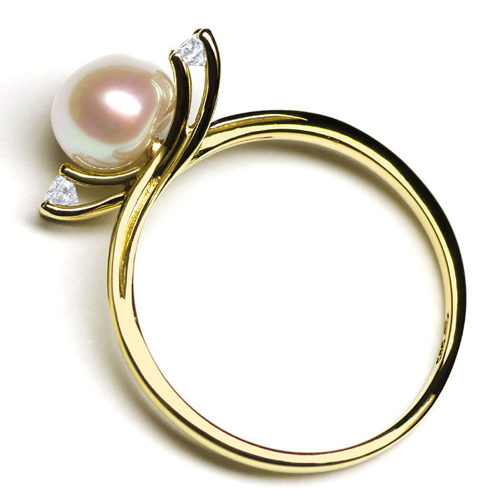 Foto 3 - Feiner Perlen Ring mit 0,14ct River Brillanten 14K Gold, R8504