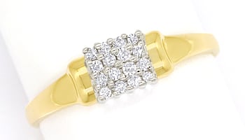 Foto 1 - Zierlicher feiner Damenring 16 Diamanten 585er Gelbgold, S1766