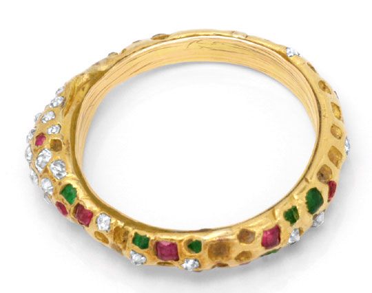 Foto 3 - antiker Ring Diamanten, Smaragde und Rubine, 900er Gold, S6324